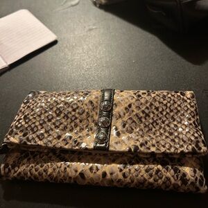 Brighton Snake Print Wallet with Black Accents